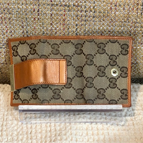 GUCCI GG Monogram Canvas Burned Orange Leather Trifold Key Holder Card Holder - Picture 11 of 16
